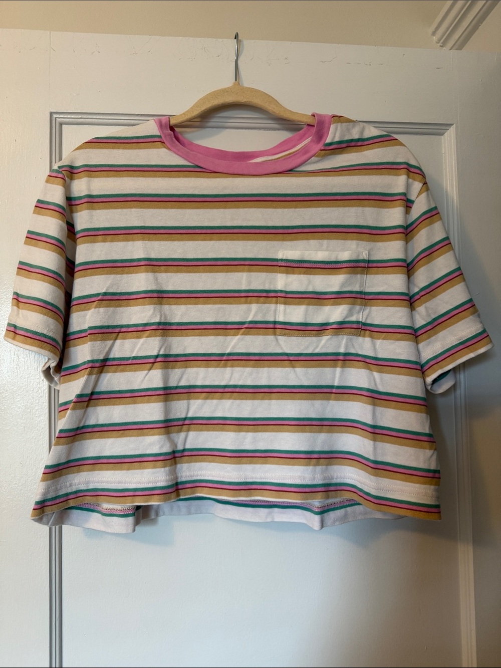 Striped Pocket Tee - Pink/Multicolor